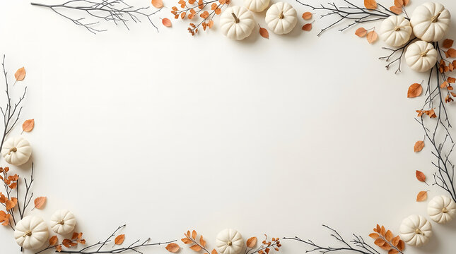 A delicate halloween floral frame with soft colors and a neutral background perfect for seasonal designs