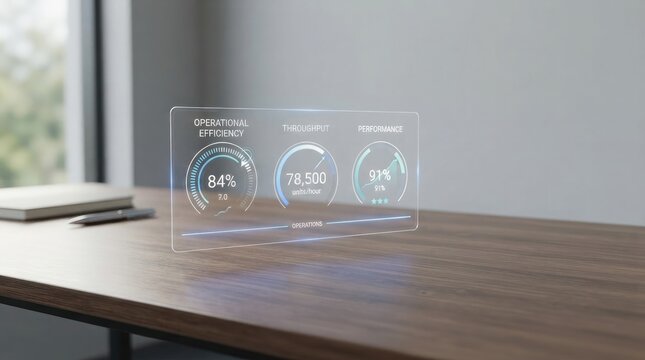 Business performance dashboard showing efficiency and throughput metrics