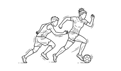 Fototapeta premium Dynamic sketch of two soccer players in action during a competitive match