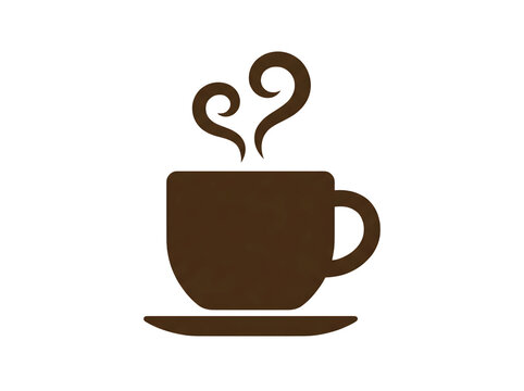 Vector illustration of a brown coffee cup with steam swirls on a transparent background