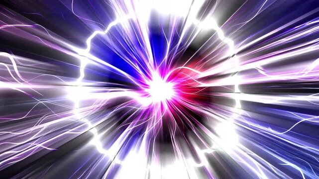 Dynamic energy currents radiate from a bright focal point, evoking power and motion ideal background for gaming intros and futuristic content