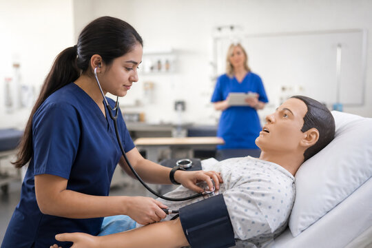 Nursing Student Measuring Blood Pressure