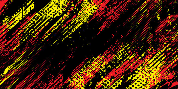 Abstract and Vibrant Sports Background with Orange Brush and Halftone Effect. Grunge Brushstroke Elements for Design and etc