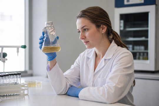 Student Observing Sealed Flask Culture