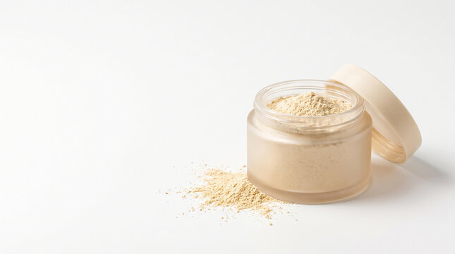 Komenuka rice bran skincare jar japanese natural beauty ingredient isolated on white copy space