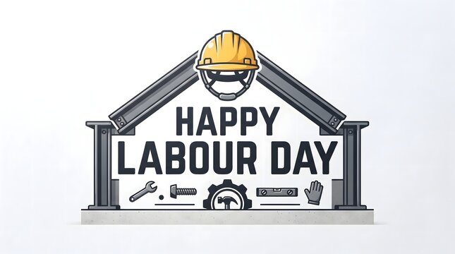 Happy labour day conceptual greeting poster with construction architecture theme, construction