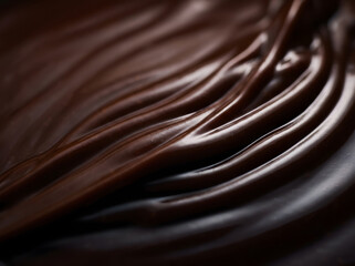 Naklejka premium Silky dark caramel flowing in glossy waves for a luxurious dessert advertising background.