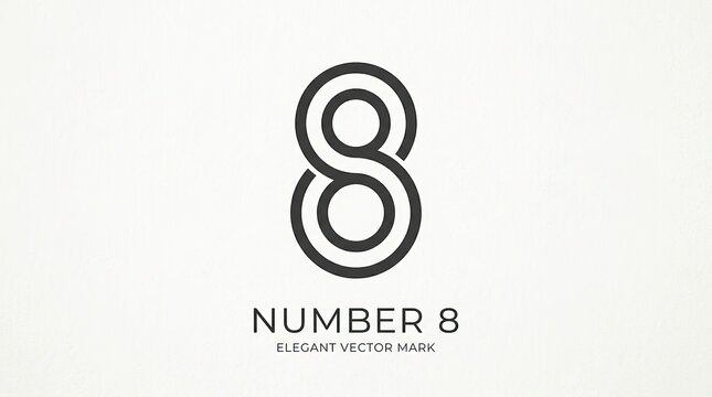 Minimalist number 8 logo design, geometric black outline symbol on white background