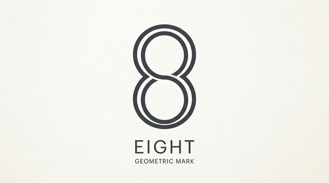 Minimalist number 8 geometric logo design with modern line art style