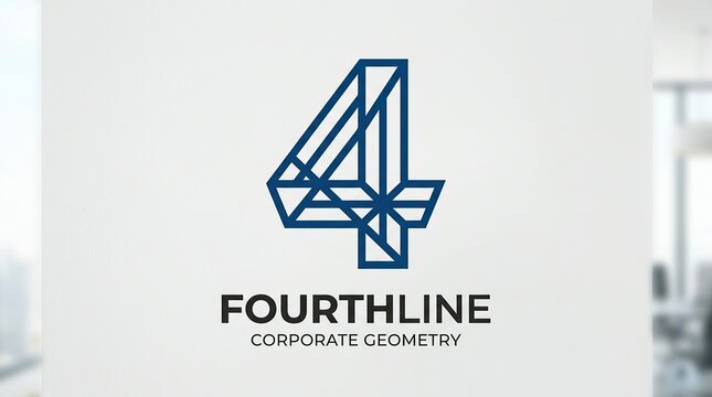 Geometric number four logo design with modern blue lines on a white background.