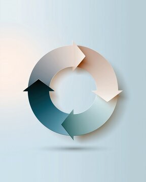 Circular arrows infographic representing business process flow and continuous improvement