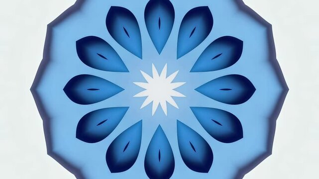 Soft blue flower mandala kaleidoscope pattern video loop abstract gentle geometric floral background motion graphic element for creative video edit