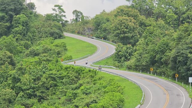 Motorcycle Riding on Curved Road