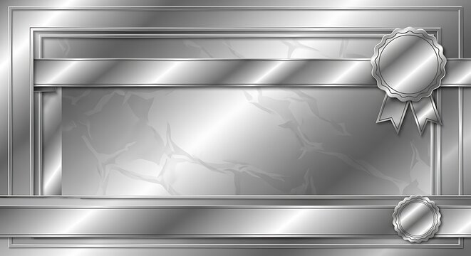 Silver certificate frame with ribbon and seal for presentations and awards