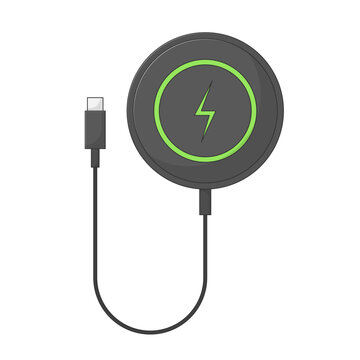 Wireless Charger Pad Vector Illustration. Clean Icon Design Element Isolated on White Background