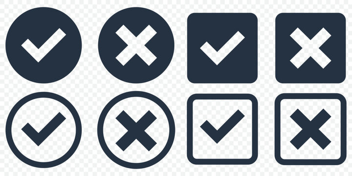 checkmark and X mark icon. check and uncheck icon vector. validation icon vector. for apps and websites.