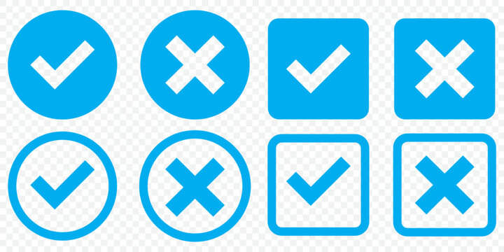 checkmark and X mark icon. check and uncheck icon vector. validation icon vector. for apps and websites.