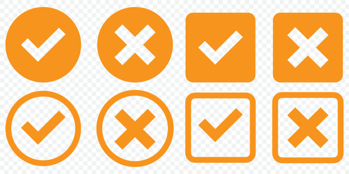 checkmark and X mark icon. check and uncheck icon vector. validation icon vector. for apps and websites.