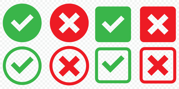 checkmark and X mark icon. check and uncheck icon vector. validation icon vector. for apps and websites.