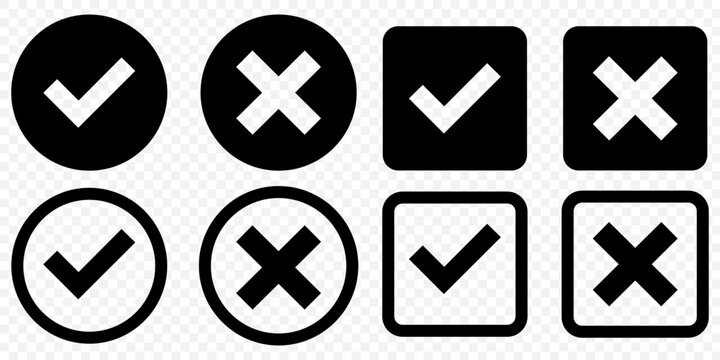 checkmark and X mark icon. check and uncheck icon vector. validation icon vector. for apps and websites.