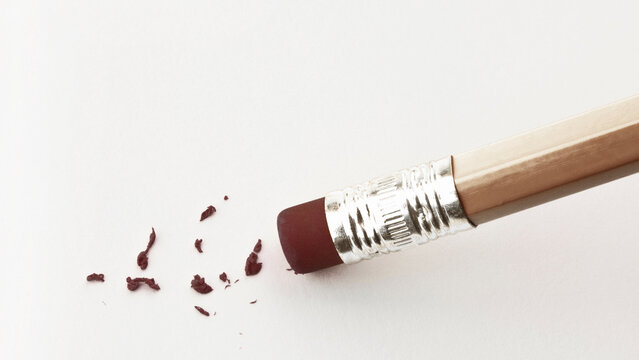 pencil and eraser on white background 