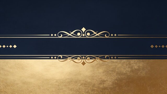 Elegant navy and gold ornamental banner background