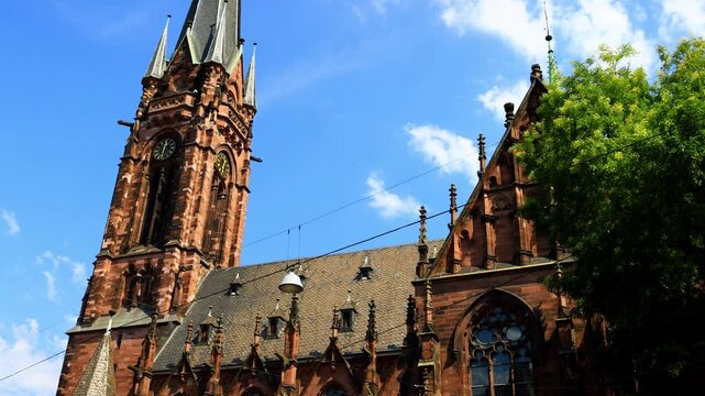 the famous johanneskirche church of saarbruecken germany 4k video