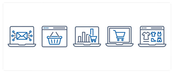 Obraz premium E-commerce and Digital Marketing Line Icon Set