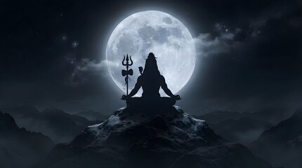 Fototapeta premium Shiva meditating on mountain