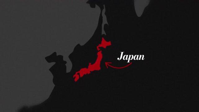 Japan Highlighted on Map of East Asia &ndash; Geographic Location and Country Identification VOX Style