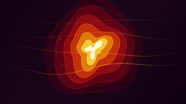 Abstract Digital Heat Map Visualization with Glowing Red Core
