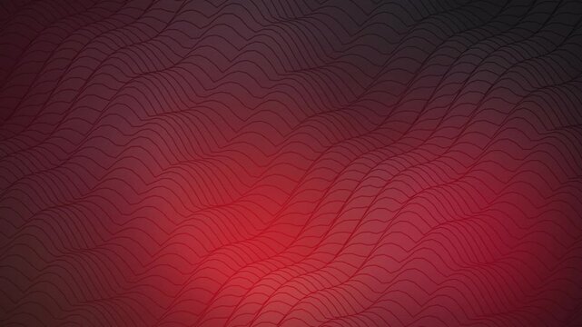 A crimson grid surface undulates in a seamless loop