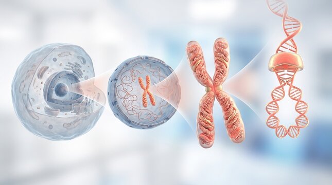 Cellular Longevity Research Concept with DNA Telomeres and Mitochondria
