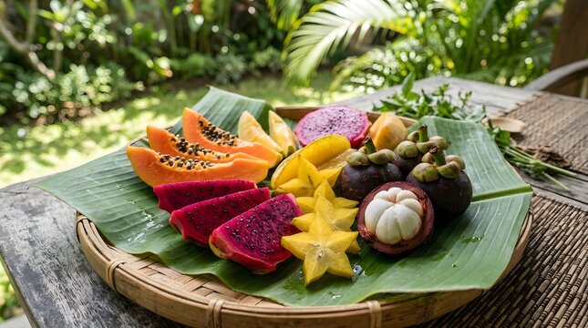 Colorful Assorted Fruits Platter with Sliced and Whole Pieces