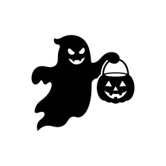 Obraz premium Cute Halloween Pumpkin with Ghost and Candy Illustration
