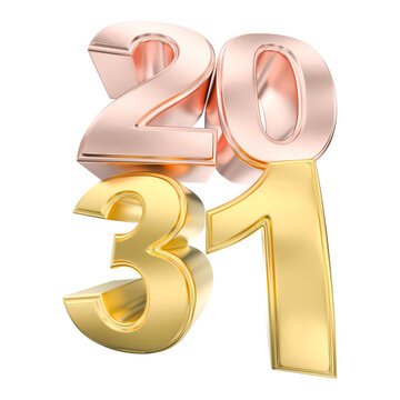 Metallic 2031 year 3D text