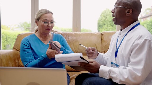 Discussion between two people in a bright room about important topics