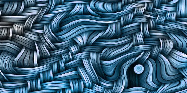 Abstract blue woven texture, wavy fiber background, digital art