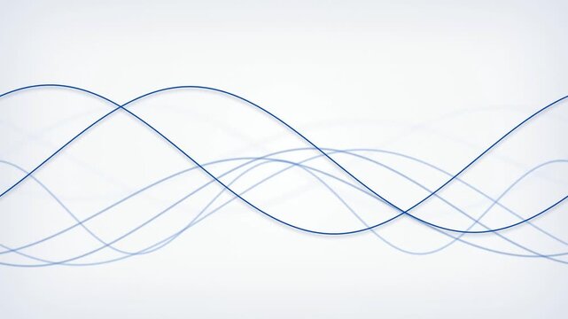 Minimalist blue sinusoidal wave lines flow in a seamless loop