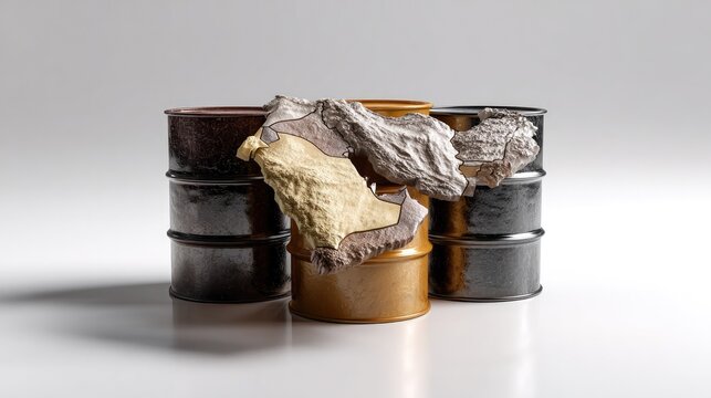 Industrial Barrels: A trio of weathered industrial barrels, each with a unique patina, stand as a testament to industrial processes and material handling.