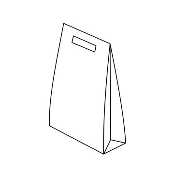 Food Paper Bag Outline Icon Illustration on White Background