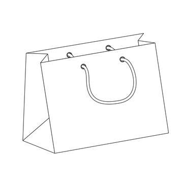 Shopping Bag Outline Icon Illustration on White Background