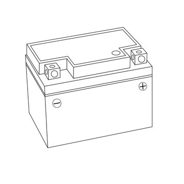 12 Volts Vehicle Battery Outline Icon Illustration on White Background