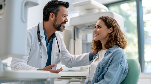 lung health examination concept, adult patient undergoing respiratory screening with a medical professional using advanced diagnostic equipment, modern hospital examination room, clean clinical