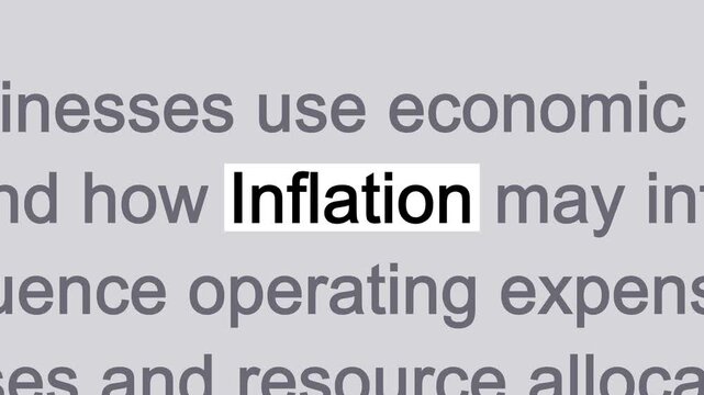 Inflation news background featuring changing headlines, economic articles, editorial layouts, and dynamic typography for financial and business media projects.