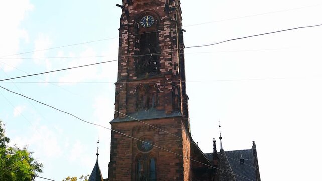 the famous johanneskirche church of saarbruecken germany 4k video