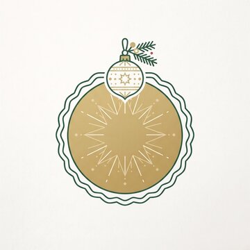 Minimalist Christmas Ornament Badge with Blank Scalloped Frame for Holiday Retail Promotion and Seasonal Marketing Template