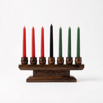 Wooden Kinara Candle Holder for Kwanzaa Celebration, Traditional African American Holiday Decor for Seasonal Marketing