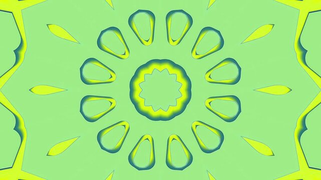 Soft lime green floral mandala kaleidoscope pattern background video loop abstract organic geometric motion graphic element for media projects