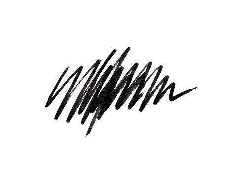 Black ink scribble doodle line drawing made with a felt tip marker pen isolated on transparent background